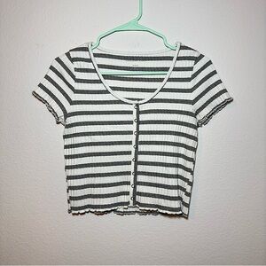 American Eagle Ribbed Striped Cropped Tee
